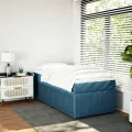 cadre de lit avec matelas Bleu foncé 90x200 cm