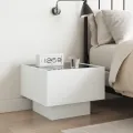 Table de chevet avec LED infini blanc 40x40x30 cm
