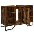 Armoire lavabo de salle de bain chêne fumé 91x35x60 cm