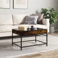 Table basse avec LED infini chêne fumé 70x50x41 cm