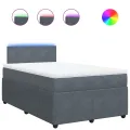 cadre de lit et matelas gris foncé 120x190cm velours