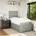 cadre de lit et matelas Gris clair 90x200 cm Velours