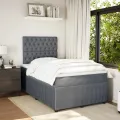 cadre de lit et matelas gris foncé 120x190cm velours