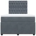 cadre de lit et matelas gris foncé 120x190cm velours