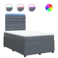 cadre de lit et matelas Gris foncé 120x200cm Velours