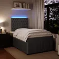 cadre de lit et matelas Gris foncé 120x200cm Velours
