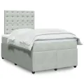 cadre de lit et matelas Gris clair 120x200cm Velours
