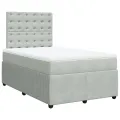 cadre de lit et matelas Gris clair 120x200cm Velours