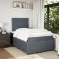 cadre de lit et matelas gris foncé 120x190cm velours