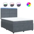 cadre de lit et matelas Gris foncé 140x190cm Velours