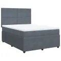 cadre de lit et matelas Gris foncé 140x190cm Velours