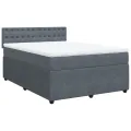 cadre de lit et matelas Gris foncé 140x190cm Velours