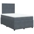cadre de lit et matelas gris foncé 120x190cm velours