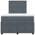cadre de lit et matelas gris foncé 120x190cm velours