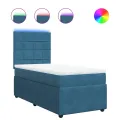 cadre de lit avec matelas bleu 80x200 cm velours