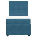 cadre de lit avec matelas bleu 80x200 cm velours