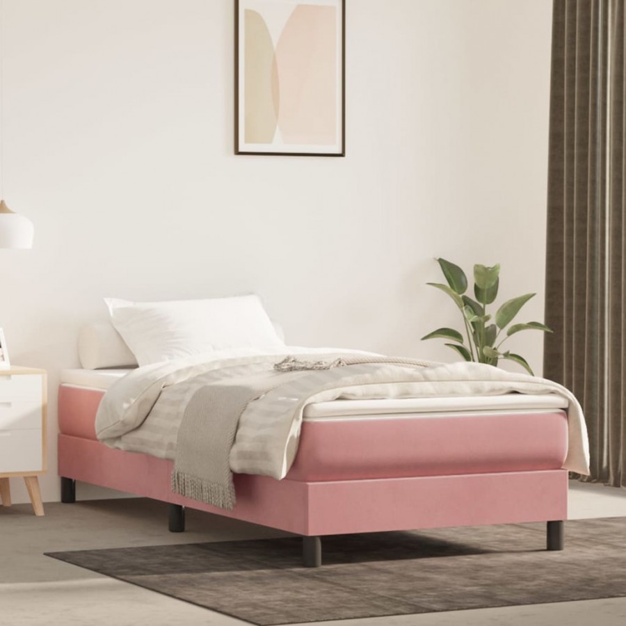 Matelas de lit à ressorts ensachés rose 80x210x20 cm velours