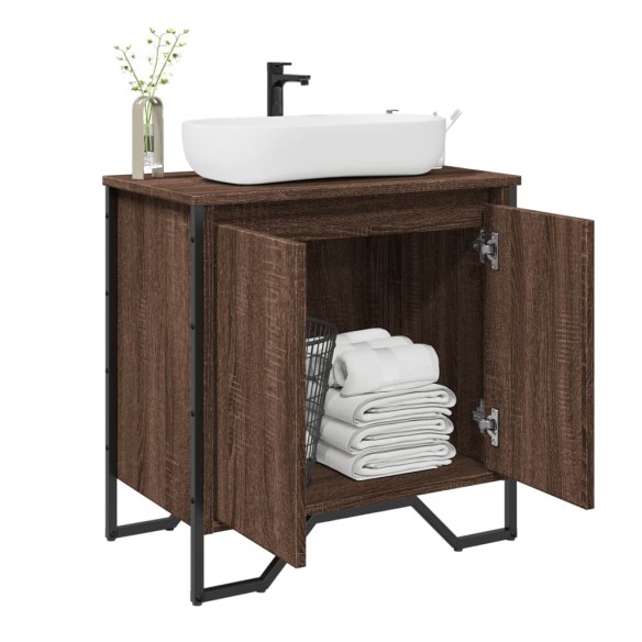 Armoire lavabo de salle de bain chêne marron 60x35x60 cm