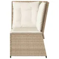 Canapé d'angle de jardin avec coussins beige résine tressée