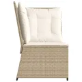 Canapé d'angle de jardin avec coussins beige résine tressée