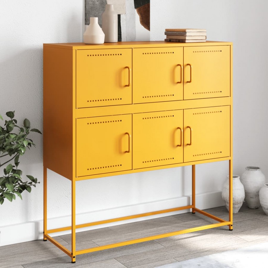 Buffet jaune moutarde 100,5x39x107 cm acier