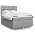 cadre de lit avec matelas Gris clair 160x200cm Tissu