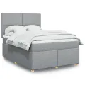cadre de lit avec matelas Gris clair 160x200cm Tissu