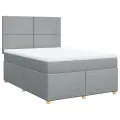 cadre de lit avec matelas Gris clair 160x200cm Tissu