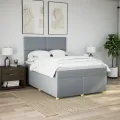 cadre de lit avec matelas Gris clair 160x200cm Tissu