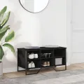 Armoire à chaussures noir 90x38x45,5 cm bois d'ingénierie
