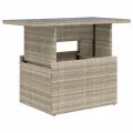 Table de jardin dessus en verre gris clair 100x55x73 cm rotin