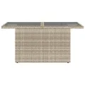 Table de jardin dessus en verre gris clair 100x55x73 cm rotin