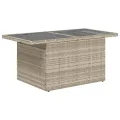 Table de jardin dessus en verre gris clair 100x55x73 cm rotin