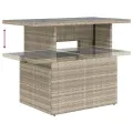 Table de jardin dessus en verre gris clair 100x55x73 cm rotin