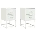 Tables de chevet 2 pcs blanc 36x39x60,5 cm acier