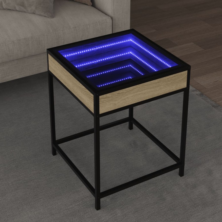 Table basse avec LED Infinity chêne sonoma 40x40x51 cm