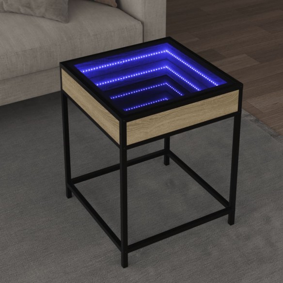 Table basse avec LED Infinity chêne sonoma 40x40x51 cm