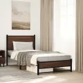 Cadre de lit en métal sans matelas chêne marron 90x200 cm