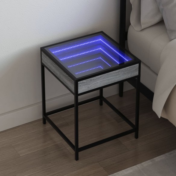 Table de chevet avec LED infini sonoma gris 40x40x51 cm