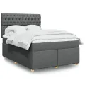 cadre de lit avec matelas Gris foncé 140x190cm Tissu