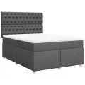 cadre de lit avec matelas Gris foncé 140x190cm Tissu