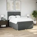 cadre de lit avec matelas Gris foncé 140x190cm Tissu