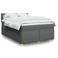 cadre de lit avec matelas Gris foncé 140x190cm Tissu