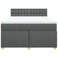 cadre de lit avec matelas Gris foncé 140x190cm Tissu