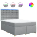 cadre de lit avec matelas Gris clair 160x200cm Tissu
