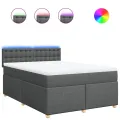cadre de lit avec matelas Gris foncé 160x200cm Tissu