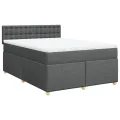 cadre de lit avec matelas Gris foncé 160x200cm Tissu