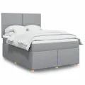 cadre de lit avec matelas Gris clair 160x200cm Tissu