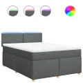 cadre de lit avec matelas Gris foncé 160x200cm Tissu