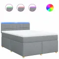 cadre de lit avec matelas Gris clair 160x200cm Tissu
